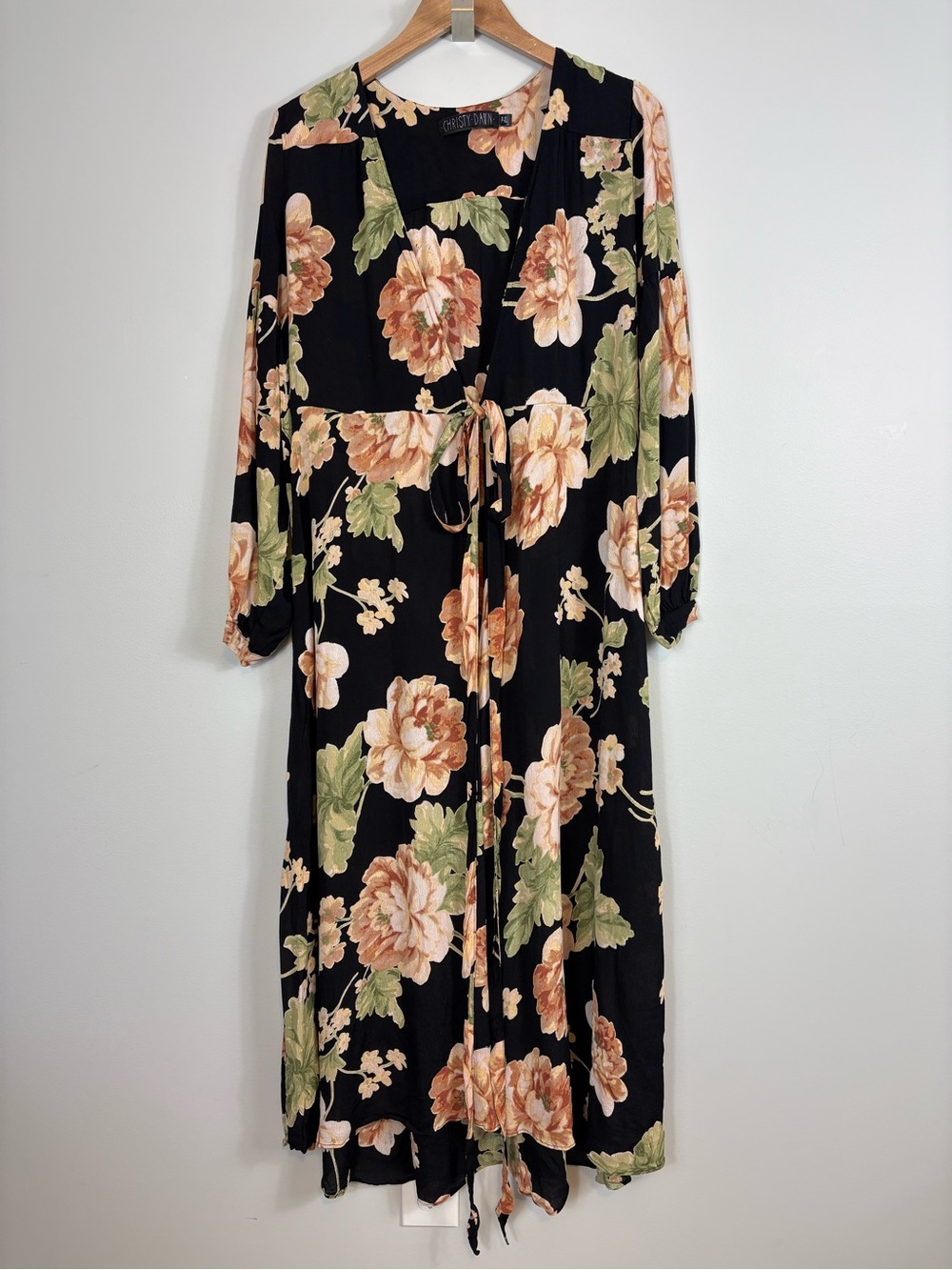 Christy Dawn Tie Front Duster Jacket in Night Peony